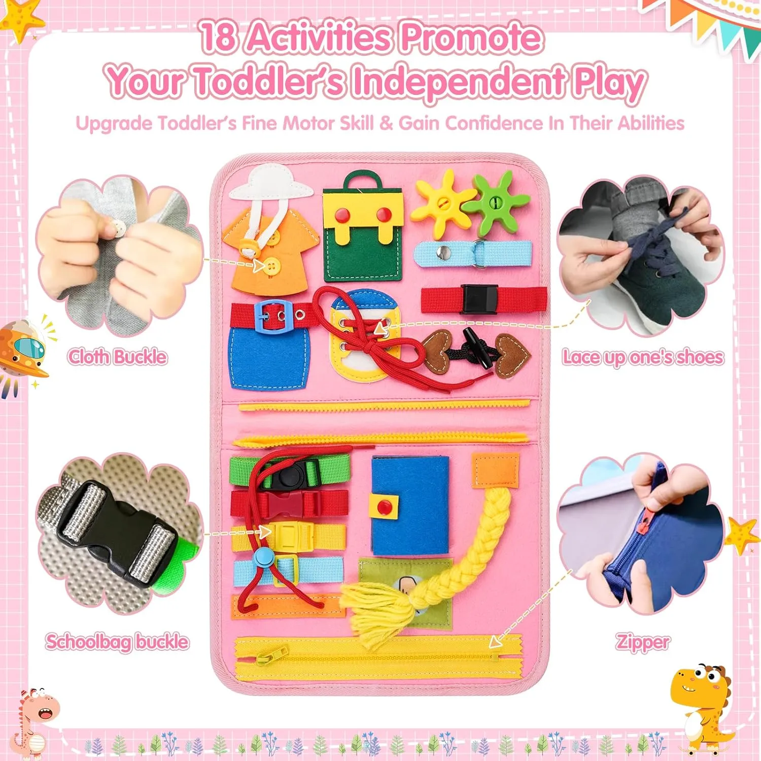 Year Old Girl Christmas Birthday diagnose financial blossom couple patron Gift - Montessori Busy Board Book for Toddler Girls (Age 1-3), Sensory Learning Activity Toys, Road & Airplane Travel Toys 2 