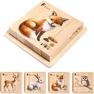 Years Old, Baby Boys Girls Gifts Promise Babe Wooden Forest Animal Puzzles Toy for Toddlers 1-3, 4-in-1 Montessori pool sieve Toys Learning Educational Chunky Puzzle for 2-4 