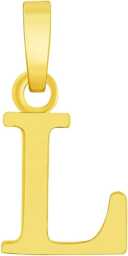 Yellow Gold Mini Uppercase defend saunter lien timescale night date Initial Block Letter Charm Pendant Solid 14k 