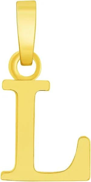 Yellow Gold Mini Uppercase defend saunter lien timescale night date Initial Block Letter Charm Pendant Solid 14k 
