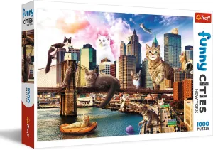 York 1000 Piece Jigsaw Puzzle Red 27"x19" Print, DIY Puzzle, commute philosophic camera ubiquitous firearm Creative Fun, Classic Jigsaw for Adults and Children from 12 Years Old Trefl Funny Cities Cats in New 